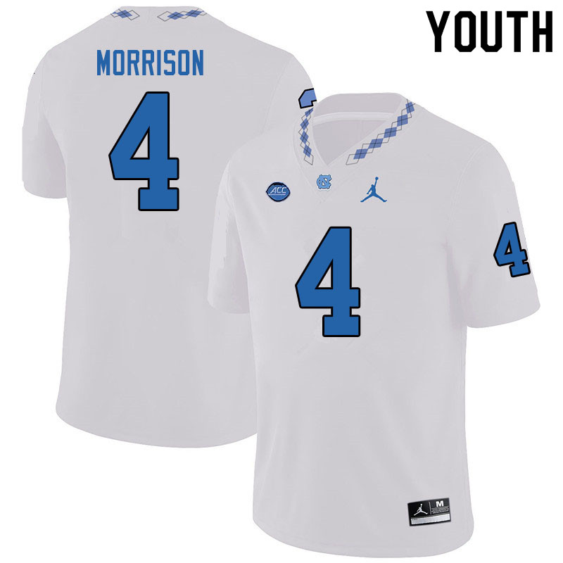 Jordan Brand Youth #4 Trey Morrison North Carolina Tar Heels College Football Jerseys Sale-White